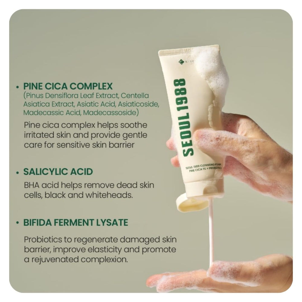 K-Secret Seoul 1988 Cleansing Foam (Pine Cica 1% + Probiotics) 150ml