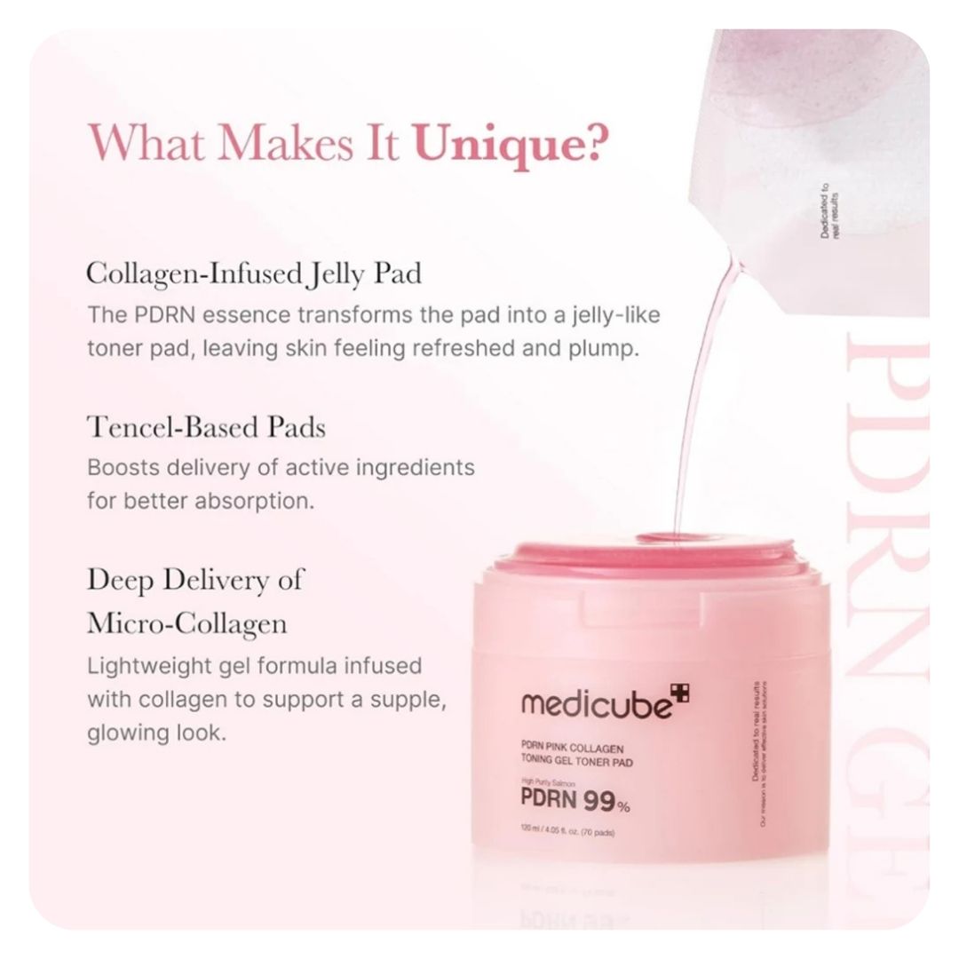 Medicube PDRN Pink Collagen Toning Gel Toner Pad 70 pcs