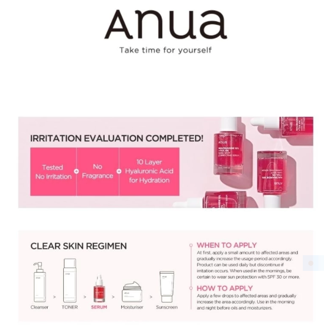 Anua Niacinamide 10% Serum 30ml - Anua dark spot/ blemish correction exp 2026